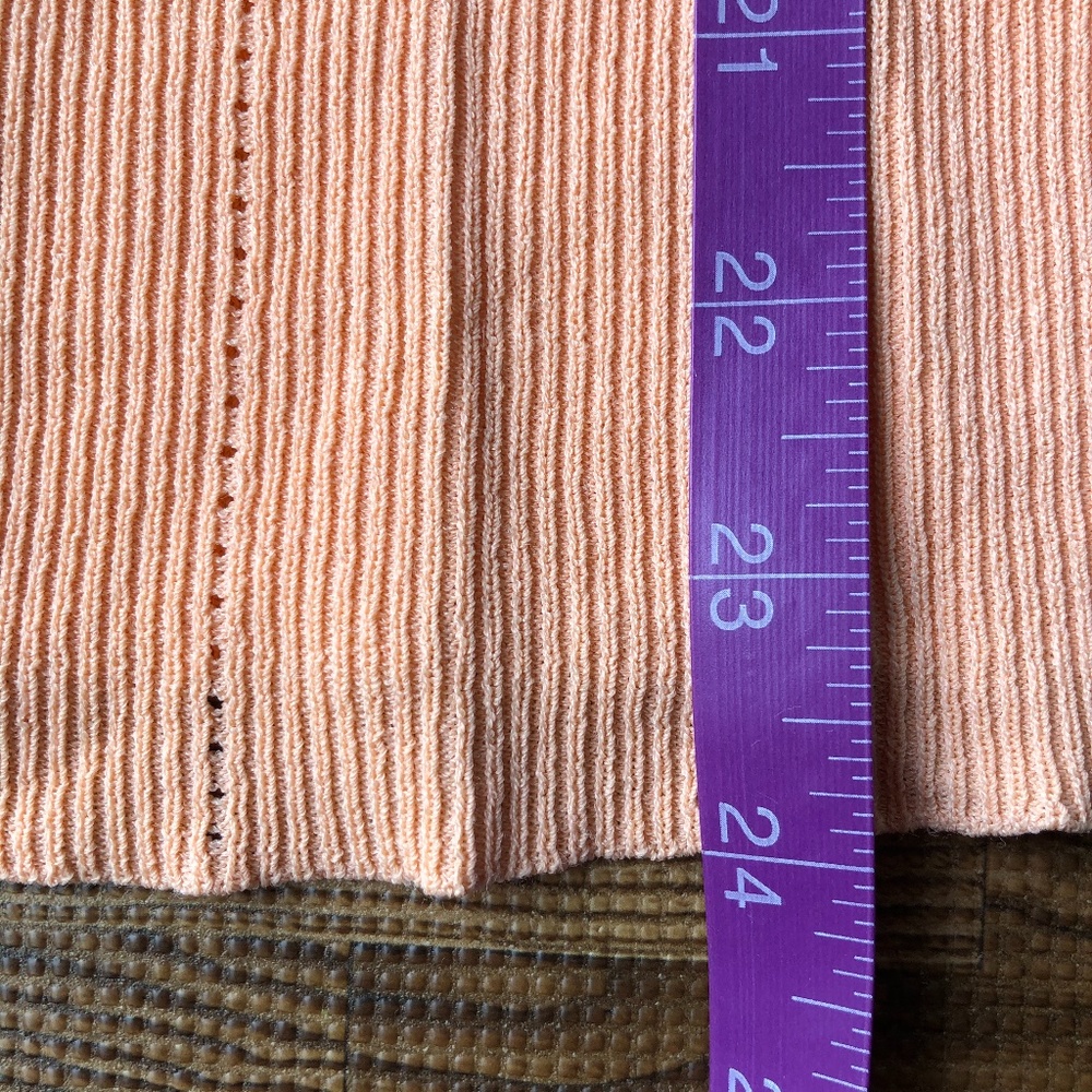 Dress Barn Peach Short Sleeve Tie Waist Knit Top - Picture 4 of 7